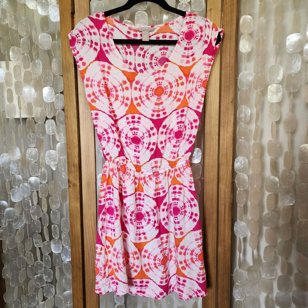 Banana Republic Dress XS Pink Orange Tie Dye Print Lightweight Flowy Sundress